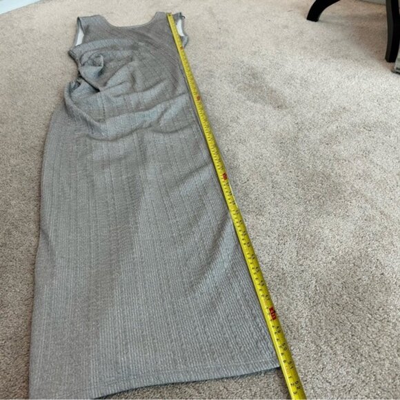 Zara Gray sleeveless textured metallic silver ruched bodycon maxi dress M NWOT - Picture 9 of 15